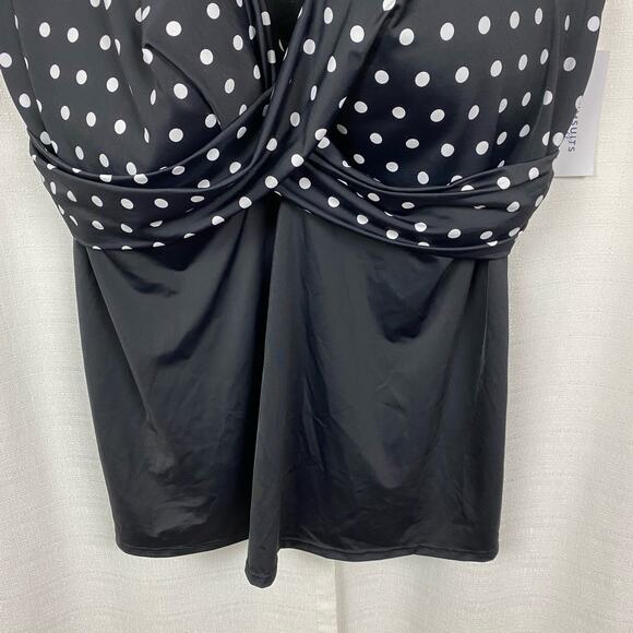 Swimsuits For All Black&White Dot Underwire Tankini Top Sz.46DDD NWT - Picture 6 of 16